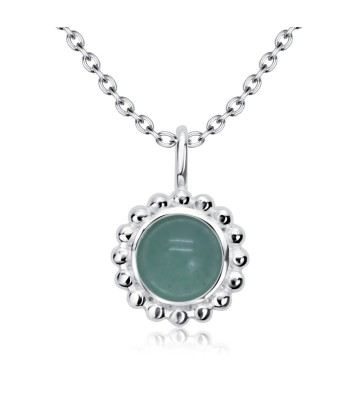 Green Quartz Natural Round Stone Silver Necklace SPE-5146